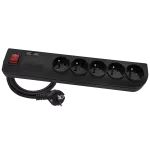 Przedłużacz 5-krotny, 5x2P+Z Czarny z podświetlanym wyłącznikiem 250V~/10A 3x1,0mm² PVC - 3m z zalewaną wtyczką kątową UNISCHUKO i otworami do montażu oraz z portami USB PSU-503W-2