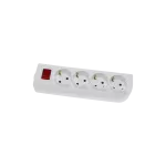 Gniazdo przenośne 4-krotne, 4x2P+Z schuko białe z podświetlanym wyłącznikiem 250V~/16A GS-40W
