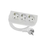 Przedłużacz 3-krotny, 3x2P+Z biały schuko H05VV-F 3x1mm² 250V~/10A - 5m z zalewaną wtyczką kątową UNISCHUKO, PSCH-305