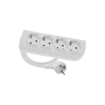 Przedłużacz 4-krotny, 4x2P+Z biały schuko H05VV-F 3x1mm² 250V~/10A - 5m z zalewaną wtyczką kątową UNISCHUKO, PSCH-405