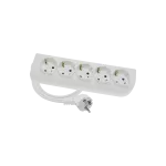 Przedłużacz 5-krotny, 5x2P+Z biały schuko H05VV-F 3x1mm² 250V~/10A - 5m z zalewaną wtyczką kątową UNISCHUKO, PSCH-505