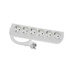 Przedłużacz 6-krotny, 6x2P+Z biały schuko H05VV-F 3x1mm² 250V~/10A - 5m z zalewaną wtyczką kątową UNISCHUKO, PSCH-605