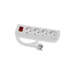 Przedłużacz 4-krotny, 4x2P+Z biały z podświetlanym wyłącznikiem schuko H05VV-F 3x1mm² 250V~/10A - 1,5m z zalewaną wtyczką kątową UNISCHUKO, PSCH-401,5W