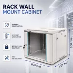 Qoltec Szafa RACK 19" | 9U | 600 x 500 x 450 | Hartowane drzwi | Wisząca | Stalowa obudowa | Zamek | Szara