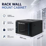 Qoltec Szafa RACK 19" | 9U | 600 x 500 x 600 | Hartowane drzwi | Wisząca | Stalowa obudowa | Zamek | Czarna