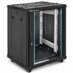 Qoltec Szafa RACK 19" | 15U | 600 x 855 x 600 | Hartowane drzwi | Stojąca | Nóżki + Kółka | Stalowa obudowa | Zamek