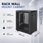 Qoltec Szafa RACK 19" | 15U | 600 x 855 x 600 | Perforowane drzwi | Stojąca | Nóżki + Kółka | Stalowa obudowa | Zamek