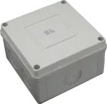 Puszka z wstępnie wytłoczonymi otworami i Pg dławnicami 111x111x66 4xPg16 pierścień zaciskowa 5P/4 przekrój przewodu 6 mm2 IP65/660V GWT 960 °C szara