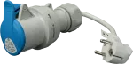 Adapter sznurowy IP20, wejście->wyjście domowa wtyczka 16A 250V IP20->gniazdo 32A 3P 6h 230V IP44