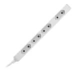 Przedłużacz 4 gniazda 2P/II, płaska wtyczka, przewód 2x1mm², 2500W, 1,4m, biały