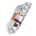 Przedłużacz 5-krotny 2P+Z (Schuko), z wyłącznikiem, 3m H05VV-F 3x1,5mm2, Imax=16A, płaska wtyczka, biały