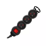 Przedłużacz 3x2P+Z,ON/OFF,1,4m, 3x1mm², czarny