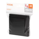 Przycisk dzwonek p/t z podświeleniem Malta, 10A, 250V, WP-6/7M/S, czarny mat