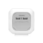 Przedłużacz 4 krotny 2P+Z, ładowarka 2xUSB, 1,4m H05VV-F 3x1mm2, szaro-biały