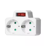 Rozgałęźnik 2x2P+Z (Schuko) z włącznikiem, biały