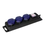 Przedłużacz warsztatowy bryzgoszczelny z wyłącznikiem IP44, 3 gniazda 2P+Z IP44, przewód gumowy, H05RR-F 3x1,5mm², 5m