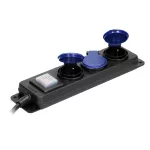 Przedłużacz warsztatowy bryzgoszczelny z wyłącznikiem IP44, 3 gniazda 2P+Z IP44, przewód gumowy, H05RR-F 3x1,5mm², 3m
