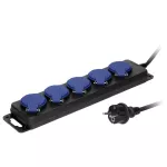 Przedłużacz warsztatowy bryzgoszczelny IP44, 5 gniazda 2P+Z IP44, przewód gumowy, H05RR-F 3x1,5mm², długość 5m