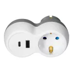 Rozgałęźnik 2P+Z, USB-A+C, schuko, biało-szary