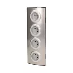 Gniazdo meblowe kuchenne 4x2P+Z, montaż na rzepy, INOX