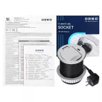 Gniazdo meblowe Ø6cm wpuszczane w blat z pokrywką, ładowarką USB i przewodem 1,9m, 1x2P+Z (French), 1xUSB (typ C; PD20W), srebrne
