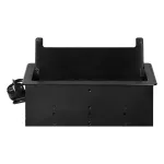 Gniazdo meblowe wpuszczane w blat z płaskim frezowanym rantem, szczotką przeciwkurzową i przewodem 1,5m, 2x2P+Z (French), 2xUSB (typ A+C; 3,6A), 2xNET, czarne