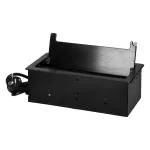 Gniazdo meblowe wpuszczane w blat z płaskim frezowanym rantem, szczotką przeciwkurzową i przewodem 1,5m, 2x2P+Z (French), 2xUSB (typ A+C; 3,6A), 2xNET, czarne