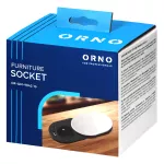 Gniazdo meblowe Ø6cm, wpuszczane w blat z przesuwną pokrywką, ładowarką USB i przewodem 1,9m, 1x2P+Z (French), 2xUSB (typ A+C; PD20W), srebrne