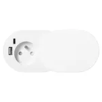 Gniazdo meblowe Ø6cm, wpuszczane w blat z przesuwną pokrywką, ładowarką USB i przewodem 1,9m, 1x2P+Z (French), 2xUSB (typ A+C; PD20W), białe