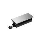 Gniazdo meblowe z przesuwną klapką i przewodem 1,8m, 2x2P+Z (Schuko), 2xUSB (typ A+C; 4,2A), srebrne
