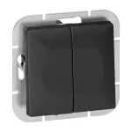 Łącznik świecznikowy p/t z podświeleniem Pearl, 10A, 250V, WP-2P/S, czarny