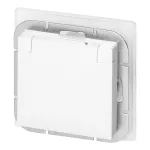 Gniazdo pojedyncze p/t 2P+Z Schuko bryzgoszczelne z klapką Pearl, 16A, 250V, PT-17PH, biały