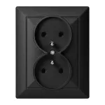Gniazdo podwójne p/t 2x2P+Z Pearl, 16A, 250V, PT-6 P, czarny