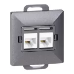 Gniazdo 2xRJ45 Cat6 Pearl, RJ45-6CAT/P2, antracyt