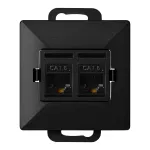 Gniazdo 2xRJ45 Cat6 Pearl, RJ45-6CAT/P2, czarny