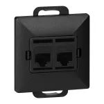 Gniazdo 2xRJ45 Cat6 Pearl, RJ45-6CAT/P2, czarny