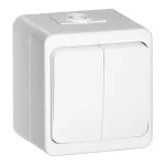 Łącznik podwójny n/t 10A, 250V, świecznikowy IP44, SMART, biały