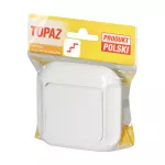 Łącznik p/t 10A, 250V, schodowy, TOPAZ, biały