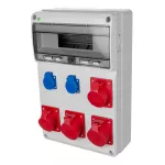 RS rozdzielnica siłowa 13-modułów 2x2P+Z 2x3P+N+Z 16A, 2x3P+N+Z 32A natynkowa IP 44 - kolor szary