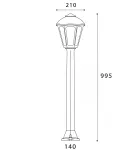 Oprawa ogrodowa GIAFFA/GIAMPY CLEAR Fumagalli E27 wys.1000 mm, szer.210 mm IP55 230V czarny / tworzywo sztuczne
