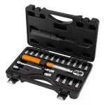 Klucz dynamometryczny dwukierunkowy 1/4", 5 - 25 Nm, zestaw 21 szt.