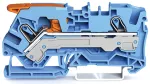 2-przewodowa złączka przelotowa z dźwignią i Push-in CAGE CLAMP® 6 mm², niebieska