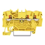 3-przewodowa złączka przelotowa z przyciskiem 2,5 mm², żółty 2202-1306