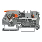 2-przewodowa złączka przelotowa z dźwignią i przyciskiem 4 mm², szara