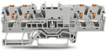 4-przewodowa złączka przelotowa z przyciskiem 2,5 mm², szara 2202-1801