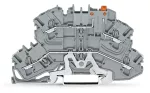 Dwupiętrowa złączka rozłączalna; z uchylnym łącznikiem nożowym; na szynę TS 35 x 15 i 35 x 7,5; 2,5 mm²; Push-in CAGE CLAMP®; 2,50 mm²; szara
