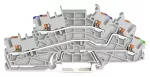 Piętrowa złączka instalacyjna; z przyciskiem; 2,5 mm²; N/L/PE; parter żółto-zielony; Push-in CAGE CLAMP®; 2,50 mm²; szara 2203-6646