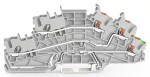 Piętrowa złączka instalacyjna; z otworami montażowymi i przyciskami; 2,5 mm²; L/L/PE; parter żółto-zielony; Push-in CAGE CLAMP®; 2,50 mm²; szara 2203-6545
