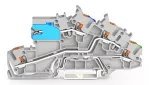 Piętrowa złączka instalacyjna; z przyciskiem; 2,5 mm²; z łącznikiem suwakowym N; NT/L/PE; parter żółto-zielony; Push-in CAGE CLAMP®; 2,50 mm²; szara