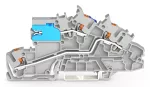 Piętrowa złączka instalacyjna; z przyciskiem; 2,5 mm²; z łącznikiem suwakowym N; NT/L; Push-in CAGE CLAMP®; 2,50 mm²; szara
